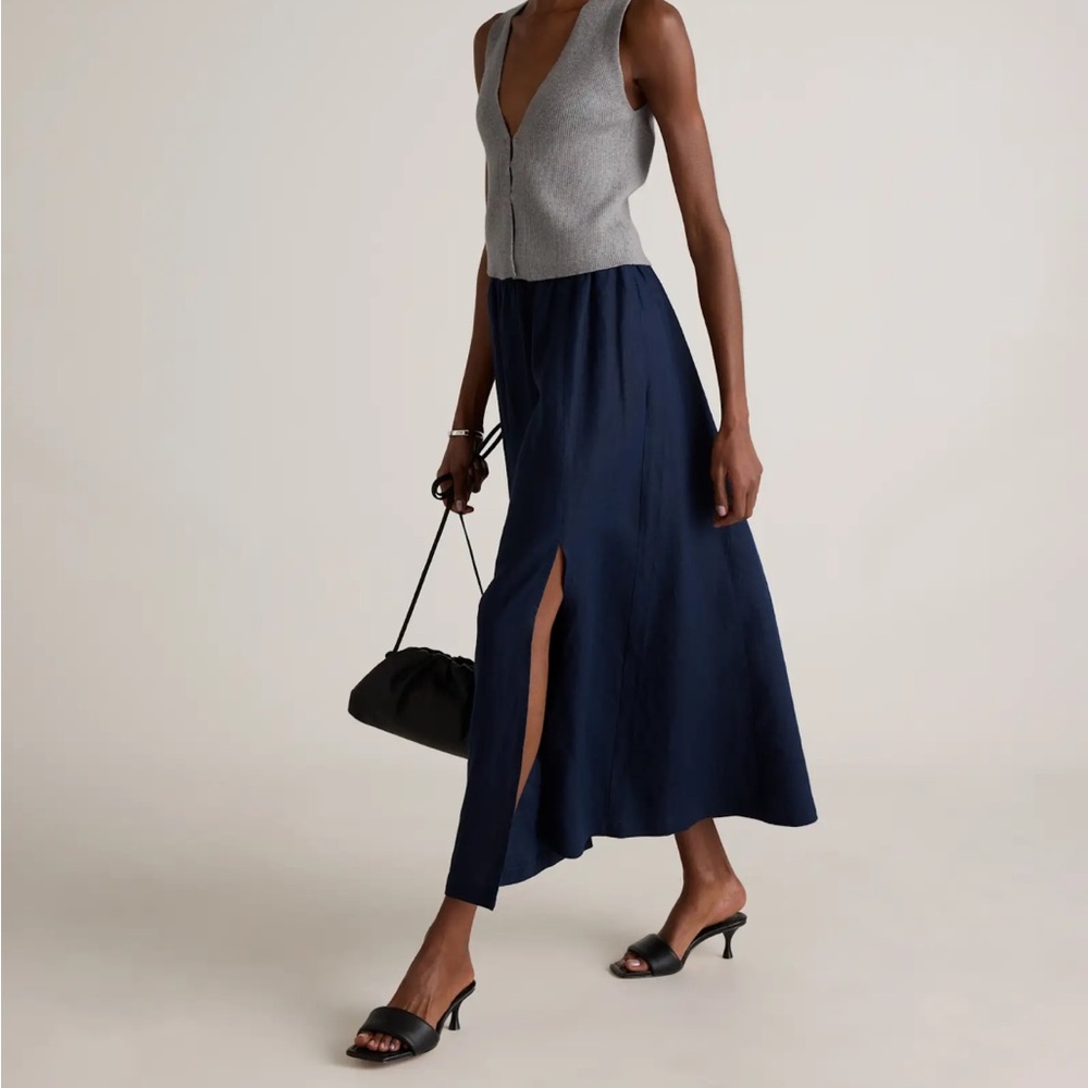 Quince 100% European Linen Maxi Skirt | small | navy | NWT - Picture 3 of 4